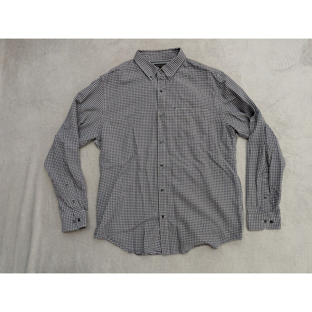 Banana Republic Oxford Tailored Slim Fit Button Up Shirt Men’s XL Plaid Gray